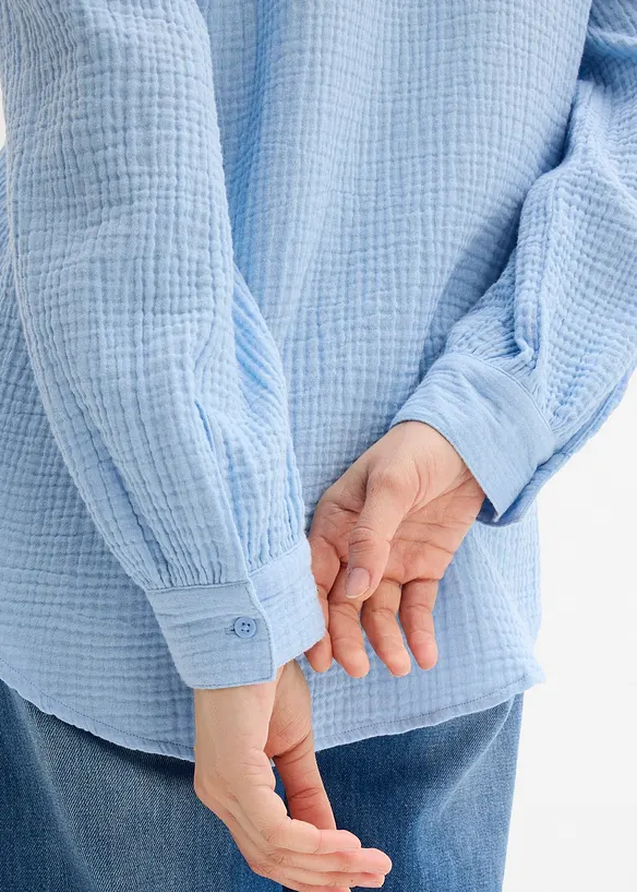 Camicia lunga in vaporosa mussola di cotone, bonprix