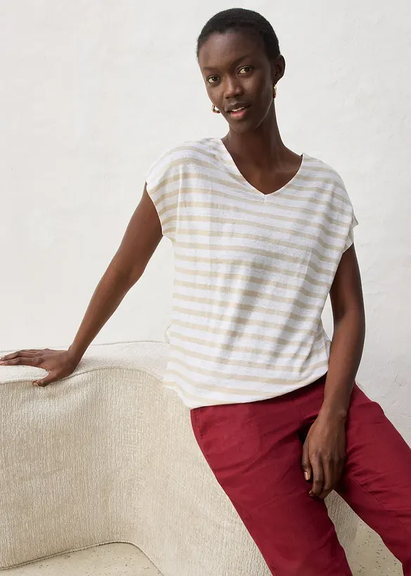 Maglia in puro lino con maniche a pipistrello, bonprix