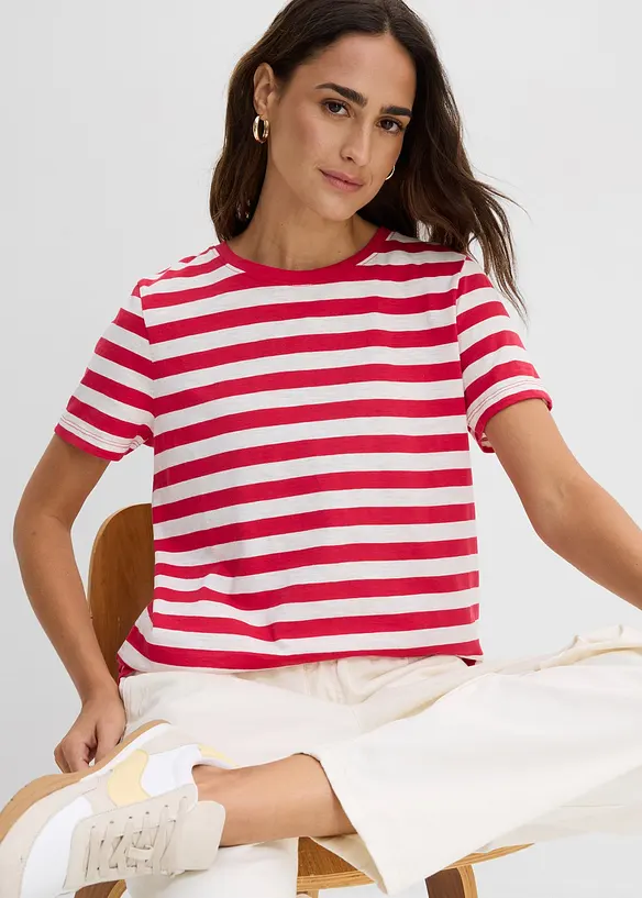 T-shirt con scollo rotondo in cotone (pacco da 2), bonprix