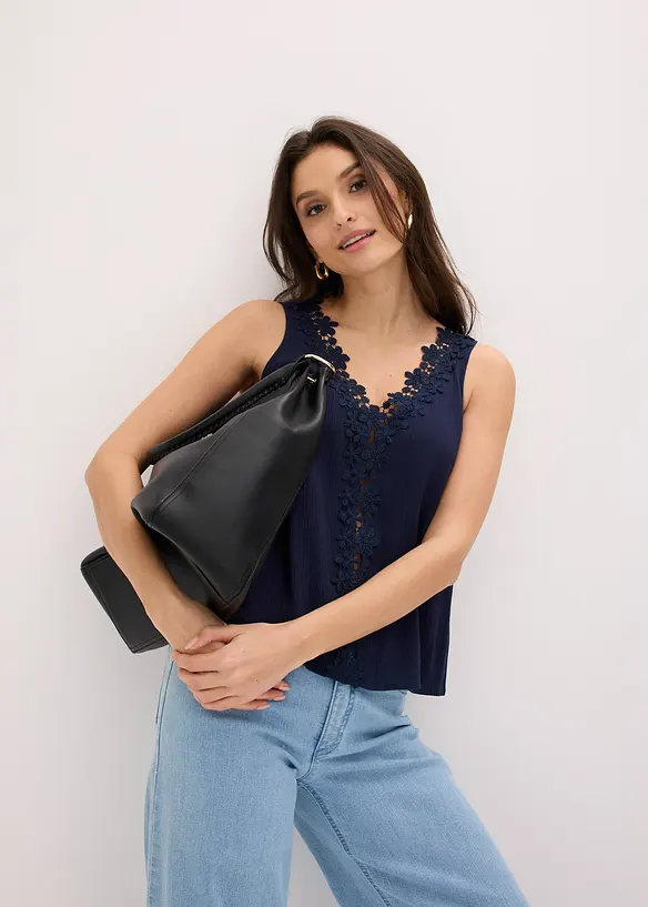 Top in crinkle operato, bonprix