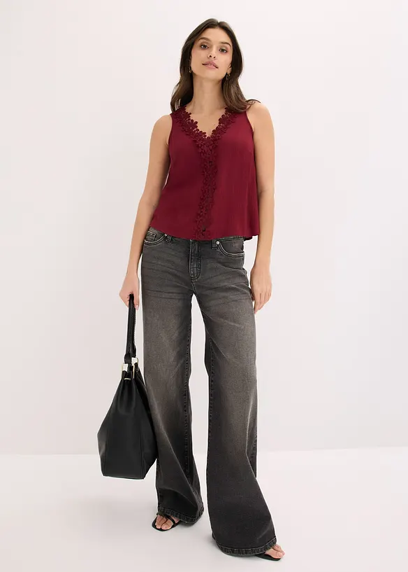 Top in crinkle operato, bonprix