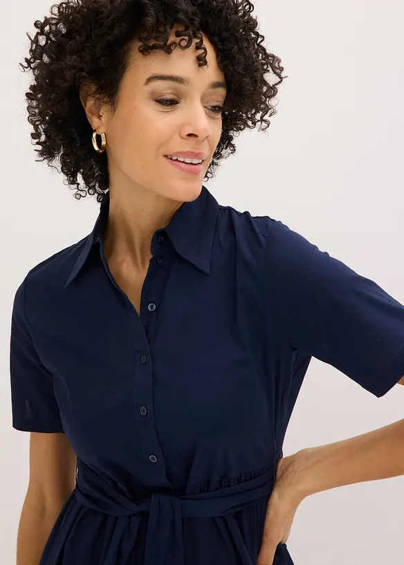 Abito chemisier in misto cotone elasticizzato, bonprix