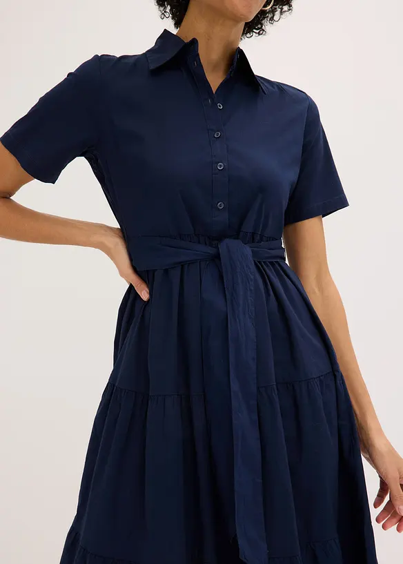 Abito chemisier in misto cotone elasticizzato, bonprix