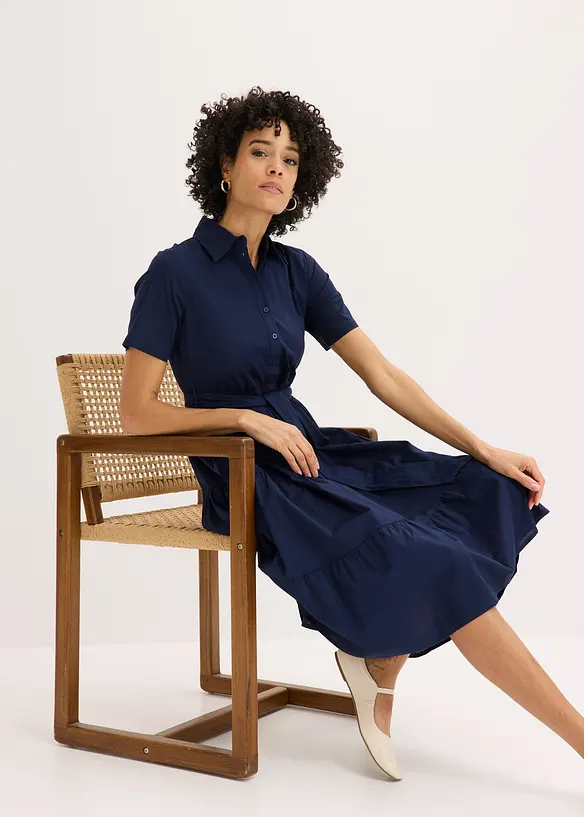 Abito chemisier in misto cotone elasticizzato, bonprix