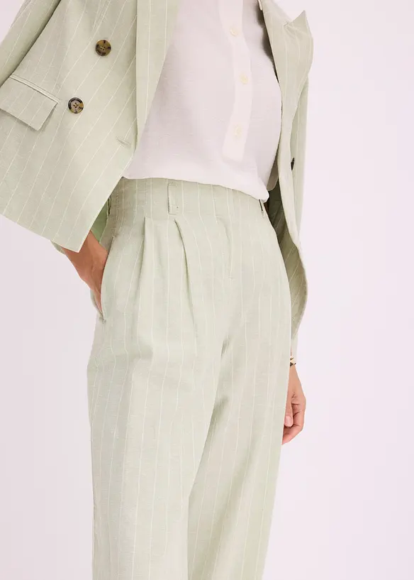 Pantaloni con pinces in misto lino, bonprix