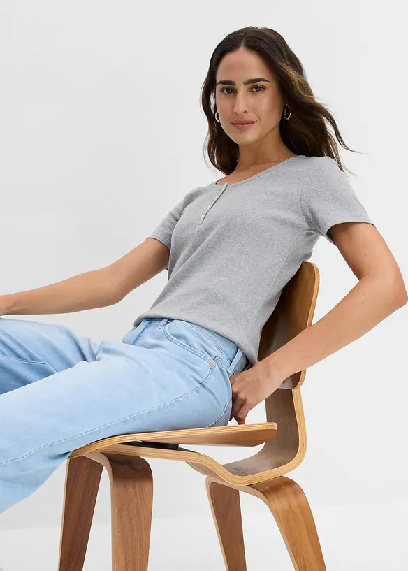 Maglia serafino in puro cotone biologico, bonprix