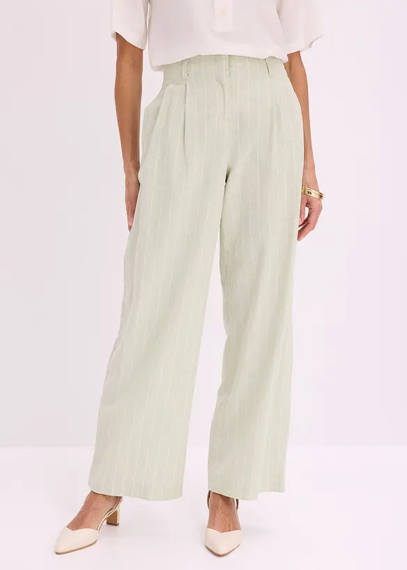 Pantaloni con pinces in misto lino, bonprix