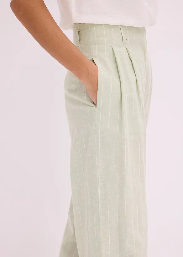 Pantaloni con pinces in misto lino, bonprix