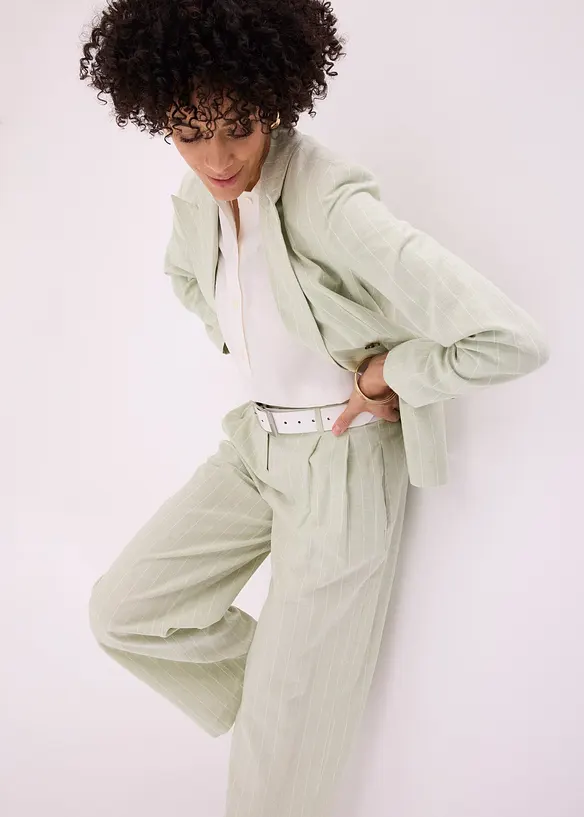 Pantaloni con pinces in misto lino, bonprix