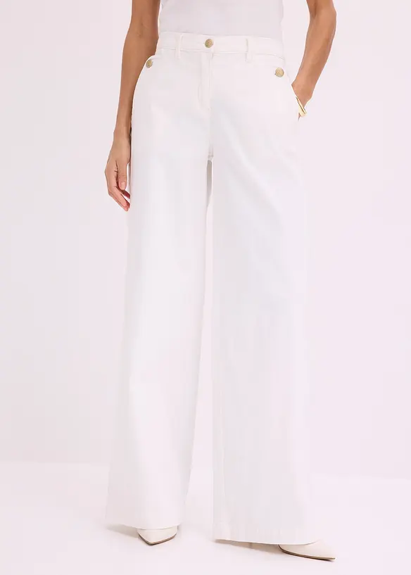 Pantaloni wide leg elasticizzati, bonprix