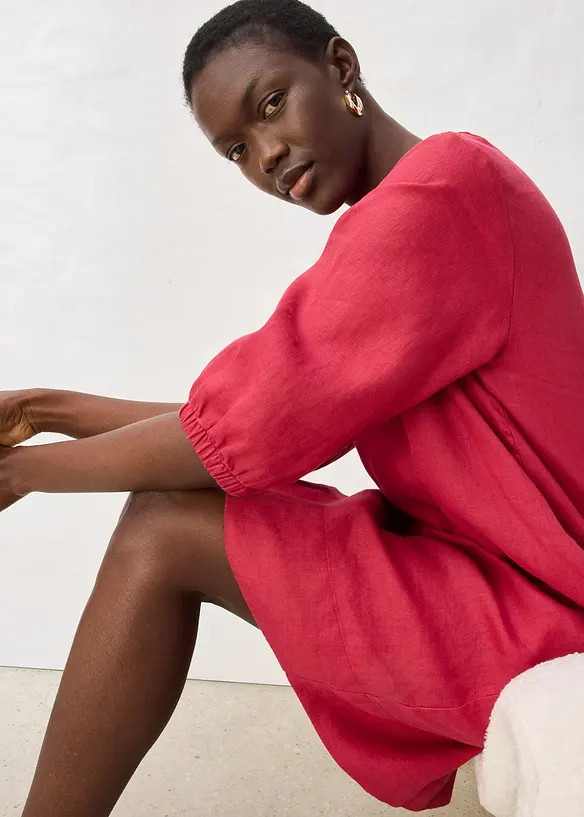 Abito in puro lino con maniche a 3/4, bonprix