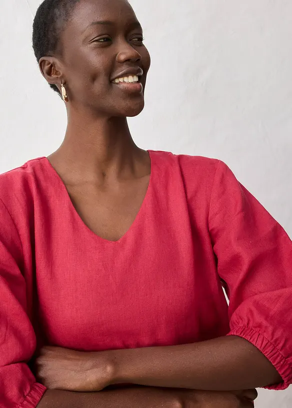 Abito in puro lino con maniche a 3/4, bonprix