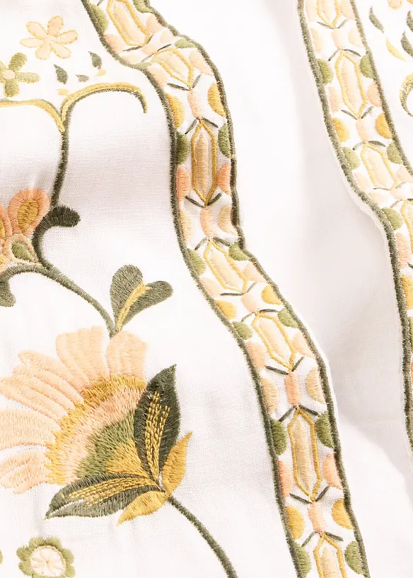 Gilet ricamato in misto lino vaporoso, bonprix