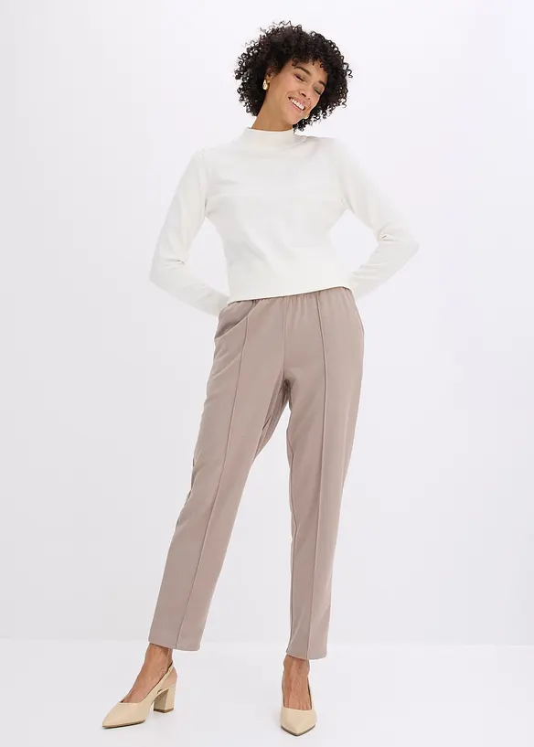 Pantaloni in jersey con elastico in vita e piega cucita, bonprix