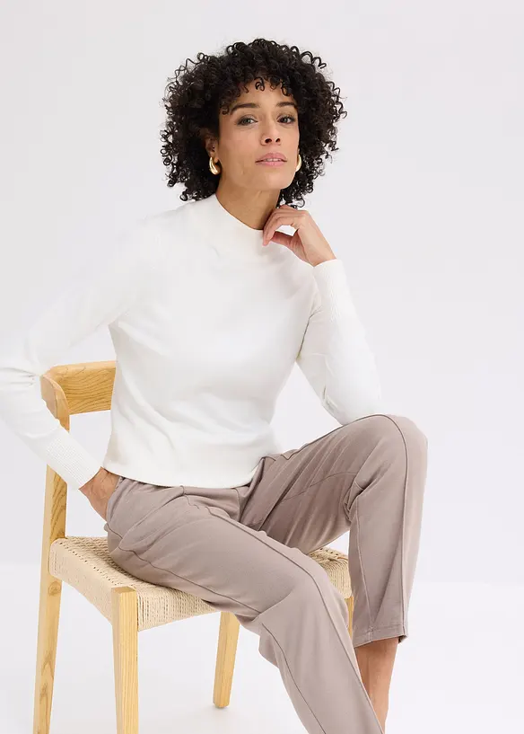 Pantaloni in jersey con elastico in vita e piega cucita, bonprix