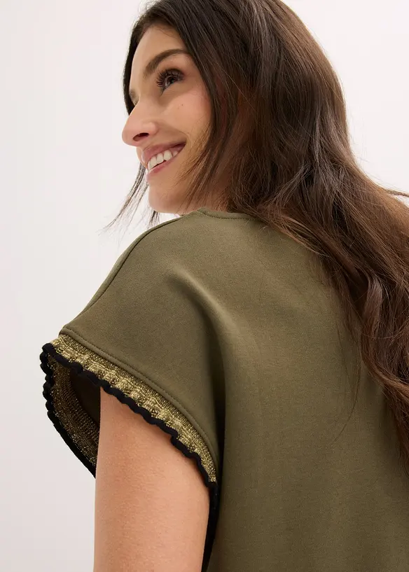 Maglia in puro cotone con dettagli decorativi, bonprix