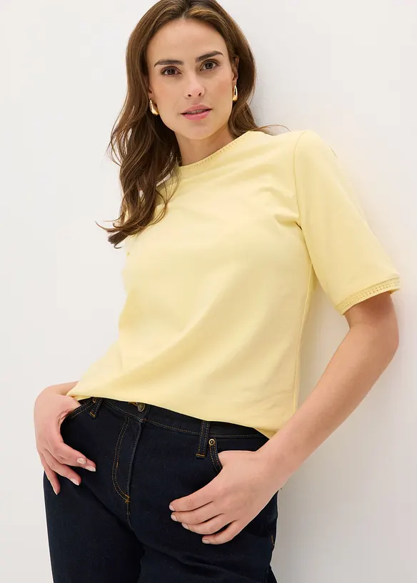 Maglia con bordatura in pizzo, bonprix