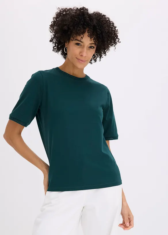 Maglia con bordatura in pizzo, bonprix