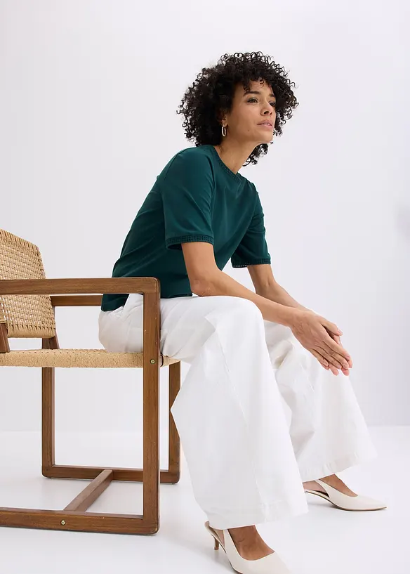 Maglia con bordatura in pizzo, bonprix