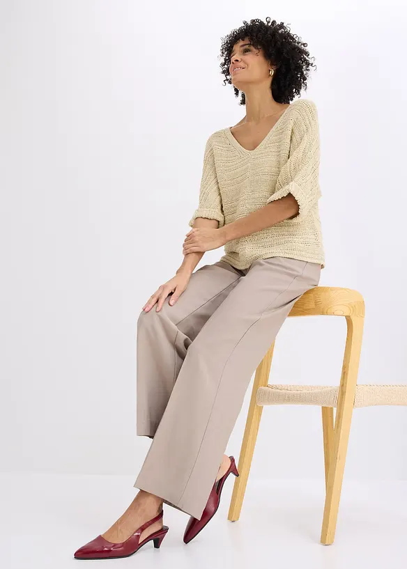 Maglione a mezze maniche in filato a fettuccia, bonprix