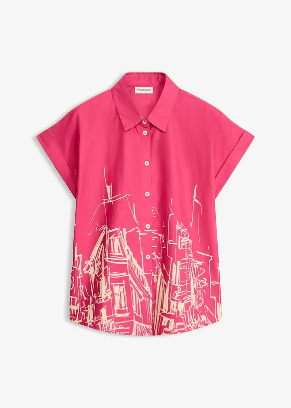 Camicetta oversize a maniche corte in popeline di cotone, bonprix