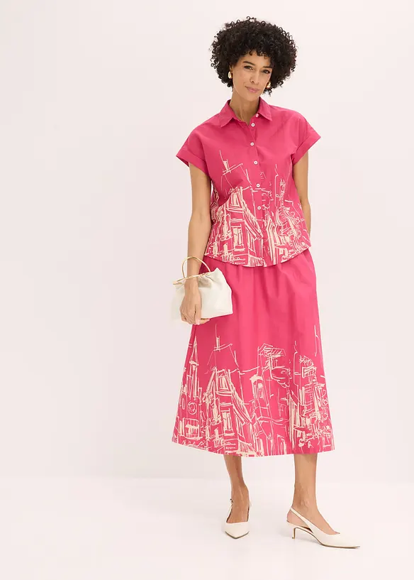 Camicetta oversize a maniche corte in popeline di cotone, bonprix