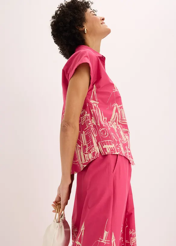 Camicetta oversize a maniche corte in popeline di cotone, bonprix