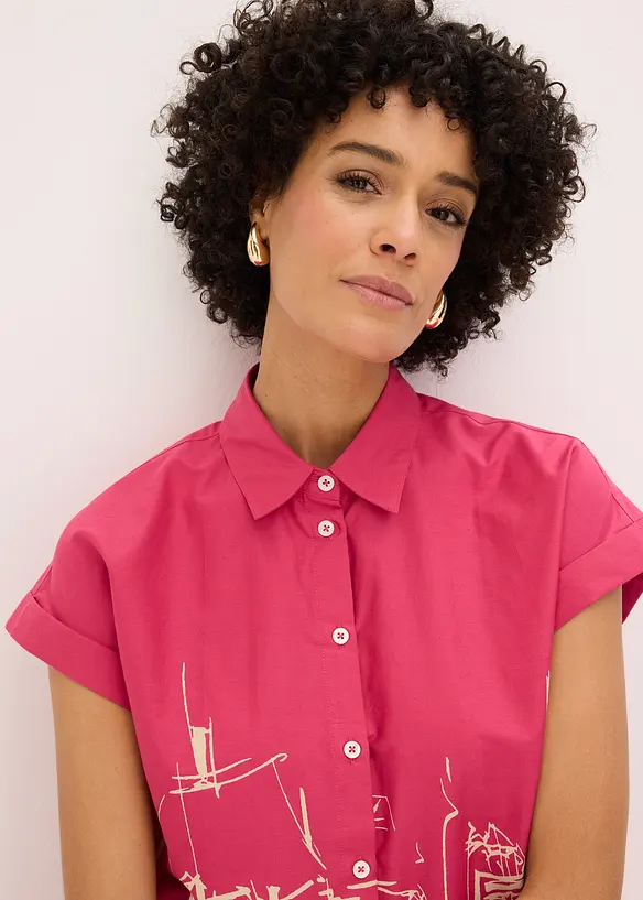 Camicetta oversize a maniche corte in popeline di cotone, bonprix