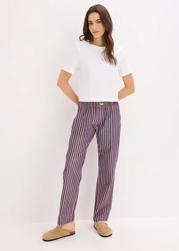 Pigiama con pantaloni in tessuto, bonprix