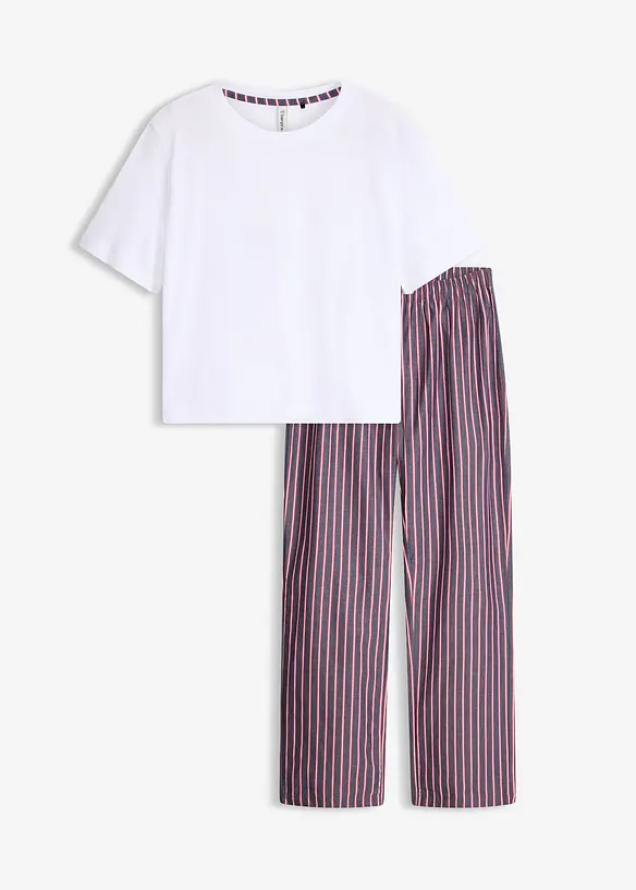 Pigiama con pantaloni in tessuto, bonprix