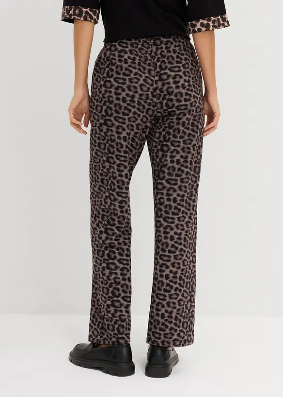 Pantaloni leopardati in felpa di misto cotone, bonprix