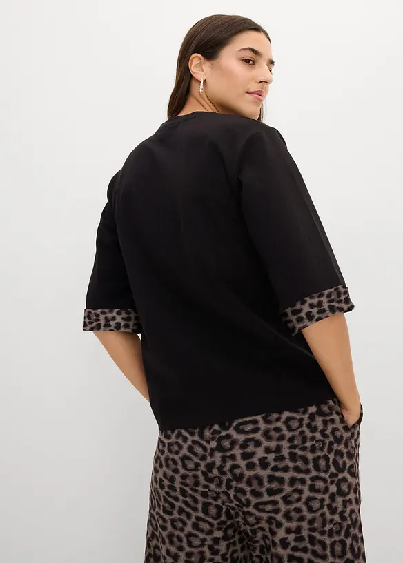 Felpa leopardata in misto cotone, bonprix