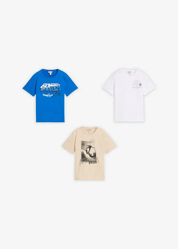 T-shirt in puro cotone biologico (pacco da 3), bonprix