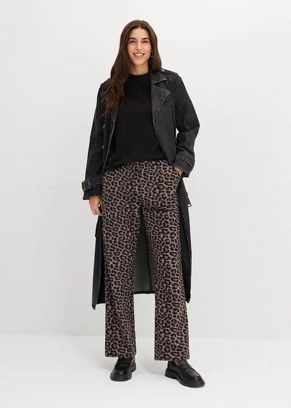 Pantaloni leopardati in felpa di misto cotone, bonprix