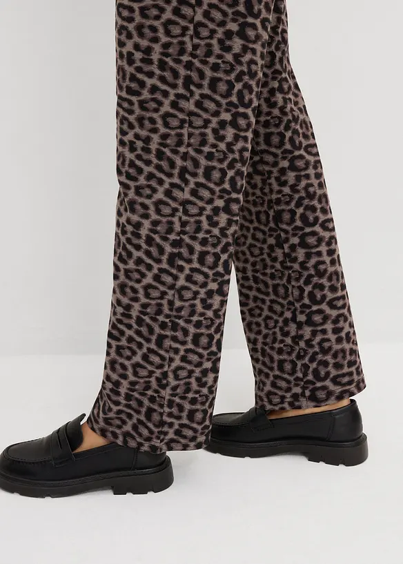 Pantaloni leopardati in felpa di misto cotone, bonprix