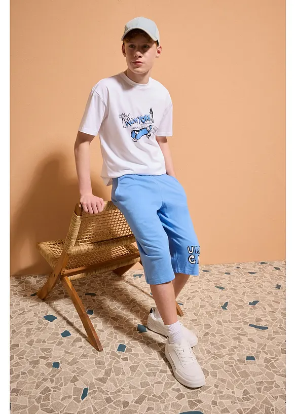 T-shirt loose fit e pantaloni corti in jersey di puro cotone biologico (set 2 pezzi), bonprix