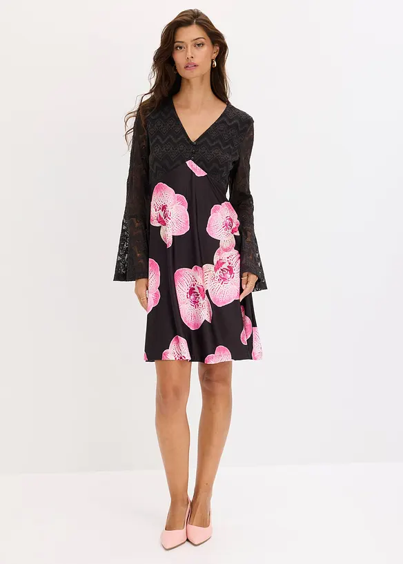 Abito di jersey con pizzo, bonprix