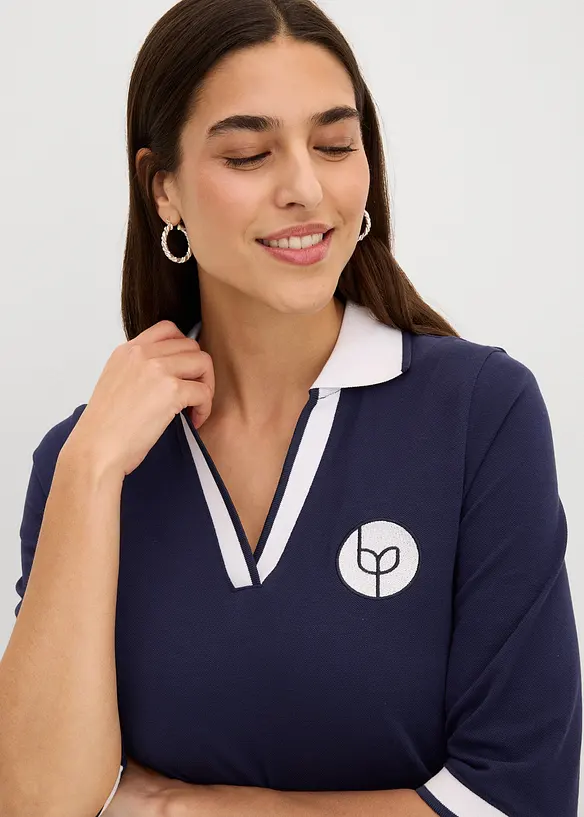 Abito al ginocchio in puro cotone con colletto a polo, bonprix