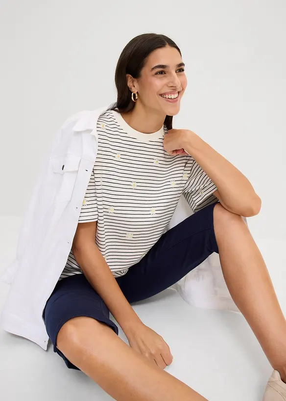 T-shirt in puro cotone a righe, bonprix