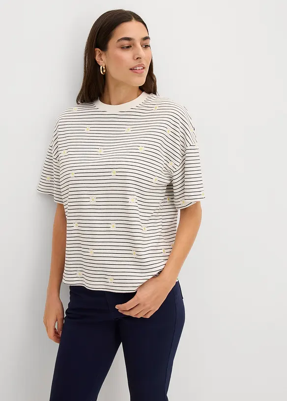 T-shirt in puro cotone a righe, bonprix