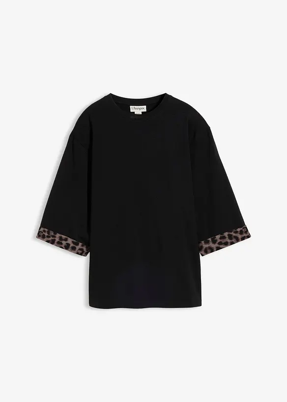 Felpa leopardata in misto cotone, bonprix