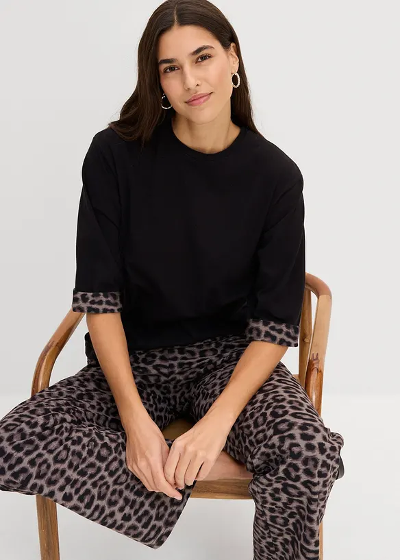 Felpa leopardata in misto cotone, bonprix
