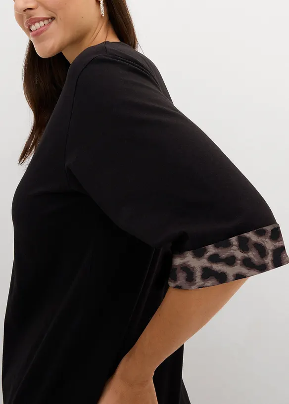 Felpa leopardata in misto cotone, bonprix