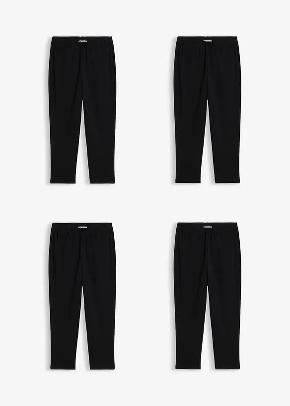 Leggings a pinocchietto in misto cotone biologico elasticizzato (pacco da 4), bonprix
