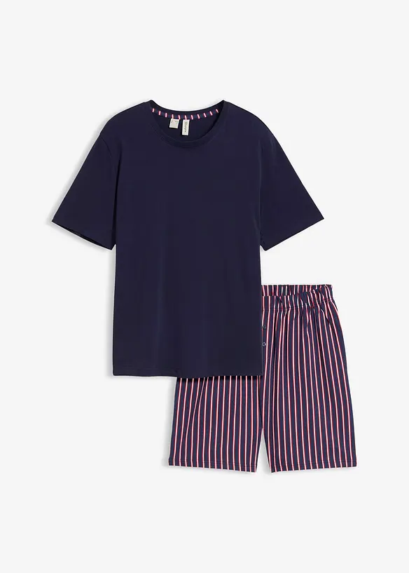 Pigiama estivo con pantaloncini in tessuto di puro cotone, bonprix