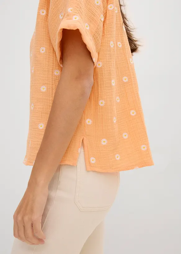 Blusa a maniche corte in mussola leggera, bonprix