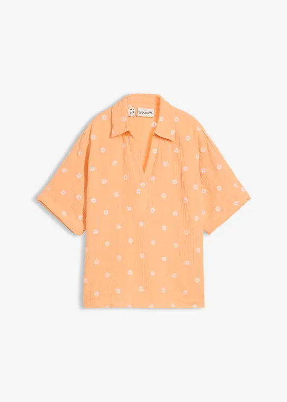 Blusa a maniche corte in mussola leggera, bonprix