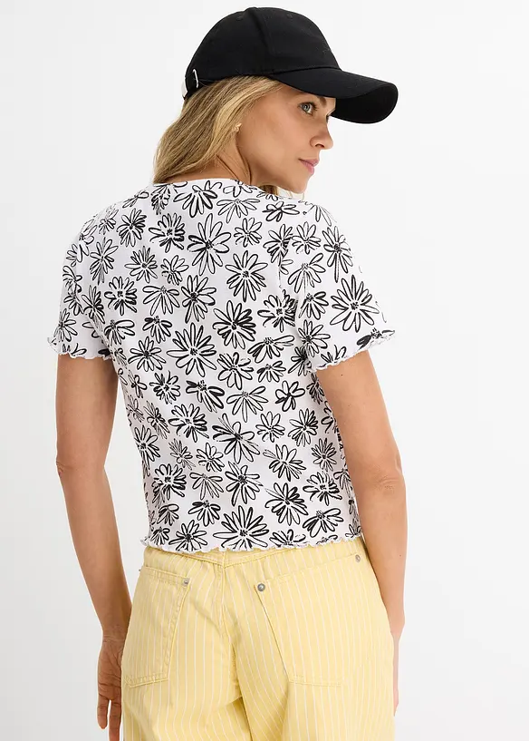 T-shirt corta in misto cotone, bonprix