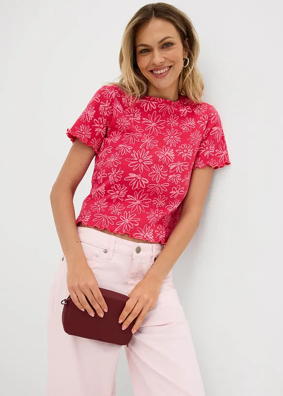 T-shirt corta in misto cotone, bonprix