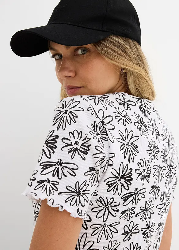 T-shirt corta in misto cotone, bonprix